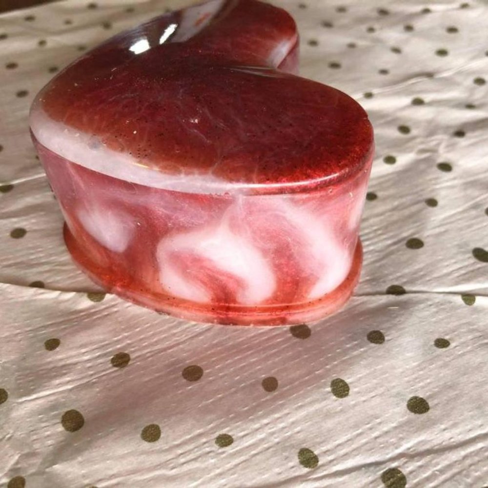 White & Red Hearth Shaped Jewelry Trinket Box